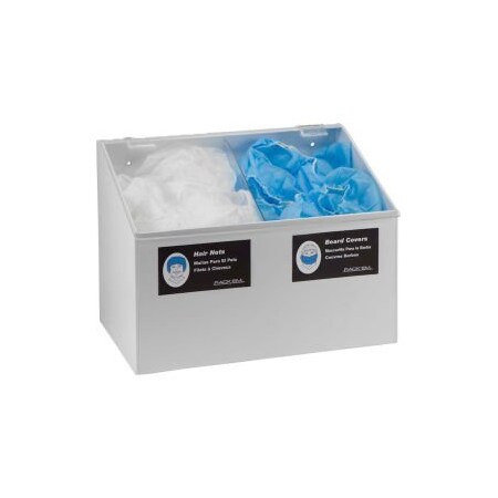 Horizon Mfg Horizon Mfg. 2-Compartment White Hair Net/Beard Cover/Shoe Cover/Arm Protector Dispenser 5122-W